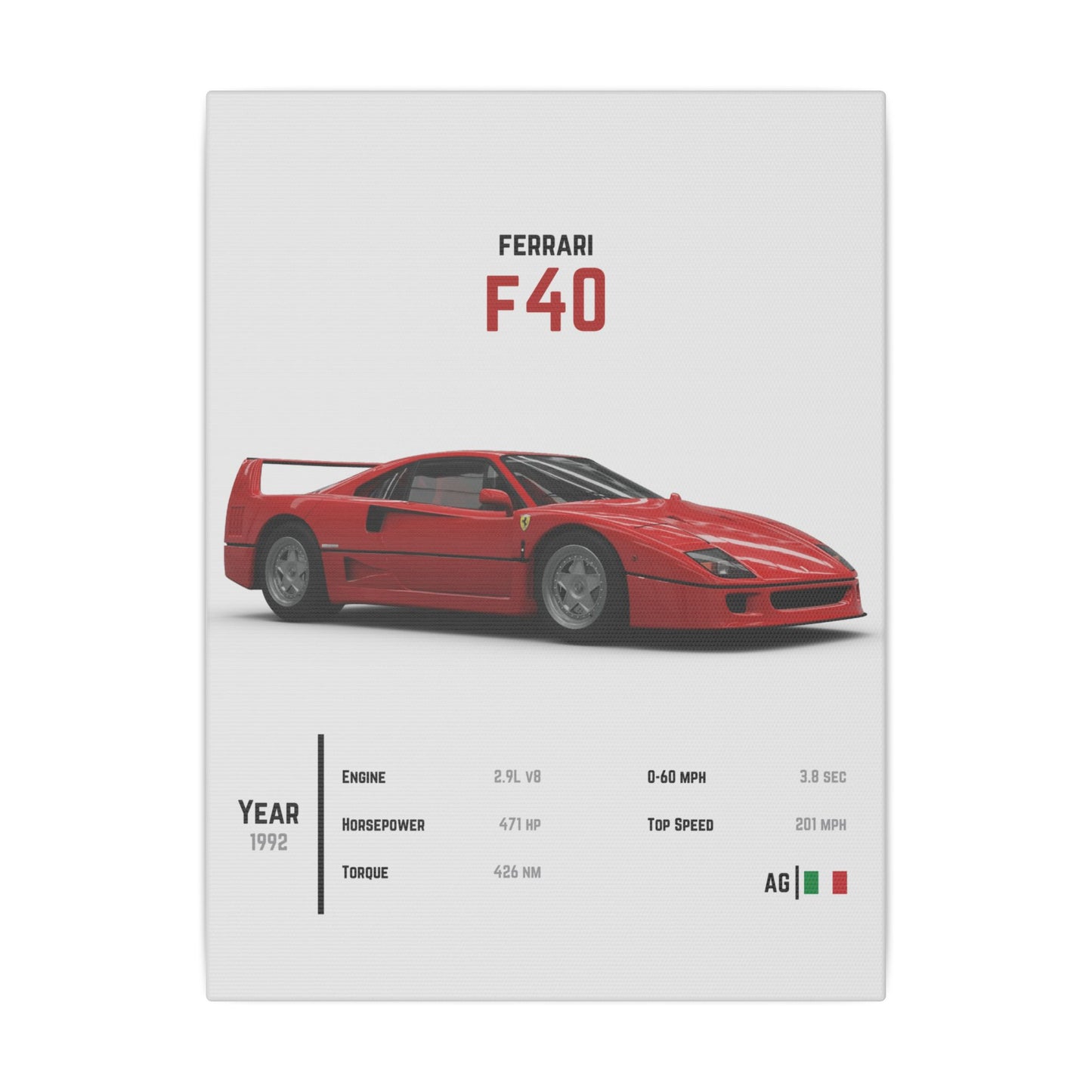 Ferrari F40 Canvas Tile